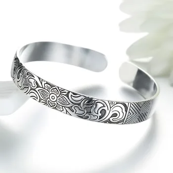 925 sterling srebrni modni retro slogu cvet tajski srebro ženske'bangles nakit ne zbledi poceni bangle debelo