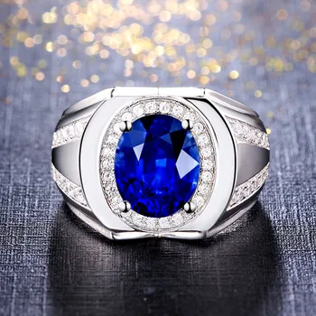 Sapphire dragih kamnov, modra kristal obroči za moške, ženske cirkon diamantov, bela, zlata, srebrna barva argent nakit, dragulji, band darila