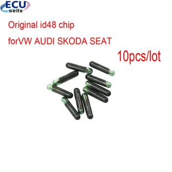 10PCS X Prvotne forVW AUDI SKODA SEAT OEM ID48 Stekla Čip Avto Transponder Tipko Čip