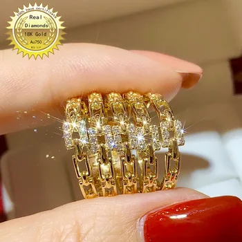 18k zlato diamant prstan Posla&Poročni Naravnih Pravi Diamant Prstan Nakit ima certifikat 003