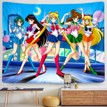 Sailor Moon Tapiserija, Anime Kawaii Soba Macrame Steni Visi Macrame Dekoracijo Za Ženske Spalnice Spalnice Opremo Doma