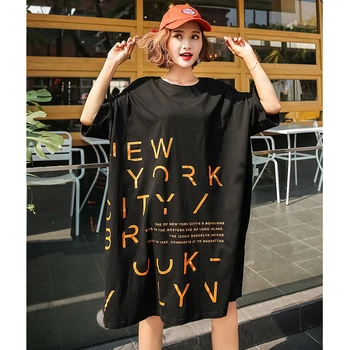 Oladivi Plus Velikost Moda Črke Natisni T-Shirt za Ženske Poletje Novo Kratek Rokav Črni Vrh Priložnostne Srajco Tunika XL 4XL 5XL 6XL 7XL
