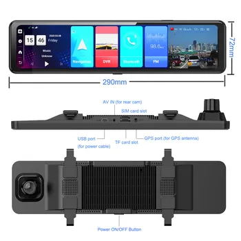 2021 Nov 12 Palčni IPS 4G Polno HD 1080P video nadzorna plošča Kamera, GPS, Android 8.1 Navigacija ADAS Dvojno Objektiv Avto Video Snemalnik DVR