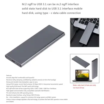 3 barve M. 2 B Tipka SSD USB 3.1 Tip-C Ohišje M2 NGFF Kartico Prilagodilnik Pretvornika Zunanja Aluminijasta ohišja Ohišje + USB Kabel
