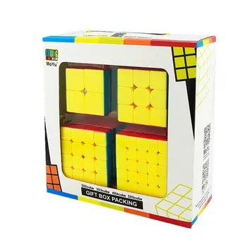 Moyu 4 kos Set Kocka Darilo Polje Pakiranje Hitrost Magic Cube Profissional Puzzle Igrače Za Otroke, Otroci Darilo Igrača