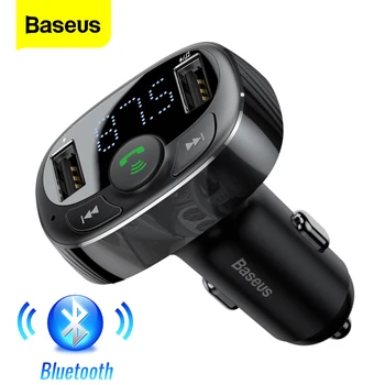 Baseus FM Oddajnik Bluetooth Car Kit, Prostoročno FM Modulator Avto Brezžični Aux Radio Tranmiter MP3 Predvajalnik Z USB Avto Polnilec