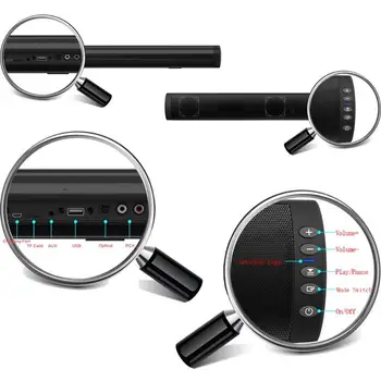 20W Bluetooth Soundbar Brezžični Zvočnik FM Glasbe za Domači Kino Stolpec Stereo Surround Sound Bar System Za TV, PC, Pametni telefon