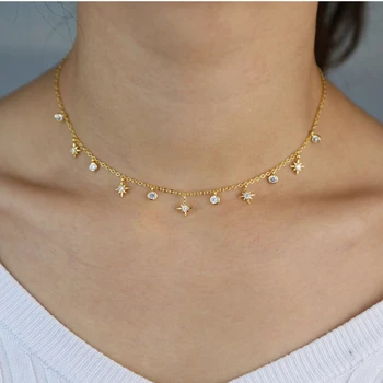 Spodbujanje cz star čar choker ogrlica zlata, srebrna barva 2020 nove vroče debelo trendovski nakit za ženske