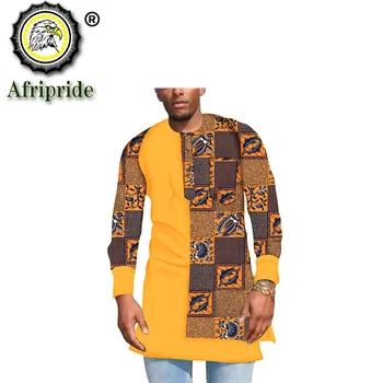 Afriške Srajce za Moške Dolg Rokav O-Vratu Plus Size Print Majica Čistega Bombaža Žepi Ankara Oblačila Plus Velikost Bluzo S2012013