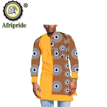 Afriške Srajce za Moške Dolg Rokav O-Vratu Plus Size Print Majica Čistega Bombaža Žepi Ankara Oblačila Plus Velikost Bluzo S2012013
