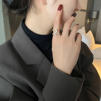 Lepe baker vdelan cirkon križ nezakonitih obroč visoke kakovosti temperament odpiranje nastavljiv žensk korejski nakit prstan