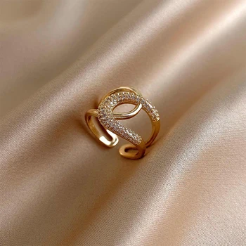 Lepe baker vdelan cirkon križ nezakonitih obroč visoke kakovosti temperament odpiranje nastavljiv žensk korejski nakit prstan