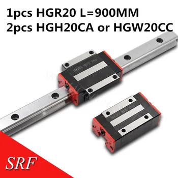 20 mm Kvadratni Linearno vodilo HGR20 L=900 mm linearni železniškega z HGH20CA ali HGW20CC blok prevoz