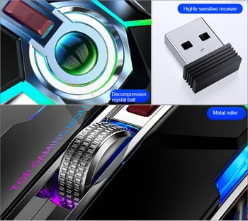 1600 DPI Brezžični USB Miši Gaming Miška RGB Barvni LED Backlit za ponovno Polnjenje Za Prenosni RAČUNALNIK A5 RGB Darkice Miško Za 2,4 G