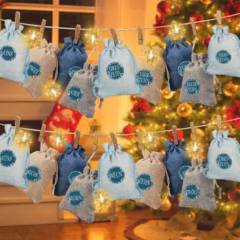DIY Božični Adventni Koledar Vrečko Božič Vzorec Candy Bag 1-24 Prihodom Snop Koledar Odštevanje Jute ali Vrečko Sladkarij, Torbica za Shranjevanje