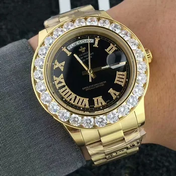 Zlato Velik Diamant blagovne Znamke Ledeni Iz Watch Dan Predsednik ročno uro Poslovnih Reloj vrh Luksuzni ura Moški Oblikovalec Ure 2019