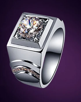 Luksuzni Moški Prstan 2Ct Krog Cut Diamond Ring za Moške 925 Sterling Srebrni Prstan Platinum Pozlačen Nakit
