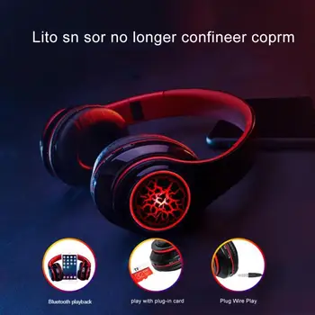LED Luči Brezžične Slušalke Bluetooth Slušalke Stereo Gaming Slušalke Z Mikrofonom Podpira TF Kartice Za Mobilni Telefon, IPad