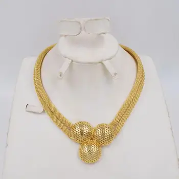NWE Visoke Kakovosti Ltaly 750 Zlato barvo Nakit Set Za Ženske afriške kroglice jewlery moda ogrlico iz uhan nakit