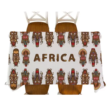 Afriški Stil Dekorativni Cartoon živali slon Znak maske Namizni prt Bombaž Perilo Prtom Jedilno Mizo Kritje Za Dekor