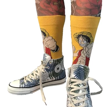 Moške jeseni, pozimi anime smešno nogavice Harajuku modni trend osebnost risanka bombaž vesel nogavice