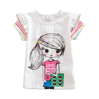 DXTON Poletje Dekleta T-majice, ki Plujejo pod Rokav Malčka Dekleta Tees Vzorec Otrok, Oblačila, Bombaž Dekleta Priložnostne Kostumi