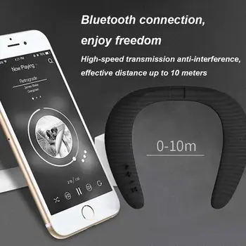 Prenosni Bluetooth Zvočnik 5D Stereo Brezžična Predvajalnik Glasbe Nosljivi Neckband Subwoofer Vgrajen 1200mAh Mikrofon Klic Funkcije
