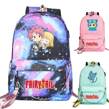 Nova Risanka Fairy Tail Natisne Fantje, Dekleta, Otroci, Šolska torba Ženske USB Verige Nahrbtnik Platno Moških Bagpack Packsack Bookbag