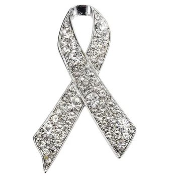 Srebrno Belo Barvo Okrasnih Traku Broška Breast Cancer Awareness Broška Pin Promocijsko Darilo Debelo
