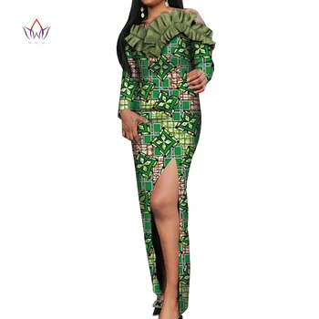 Dashiki Afriške Obleke za Ženske Pisane Dnevni Poročni Afriške Obleke za Ženske Gleženj-Dolžina Dolg Rokav Obleka Afriške WY5465