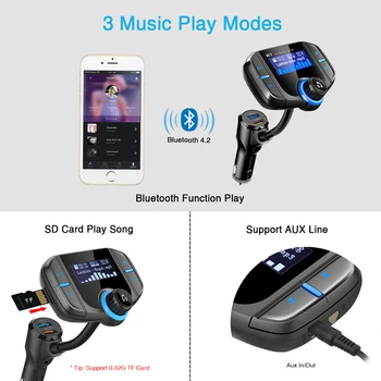 Prazata Bluetooth, Fm modulator Avto AUX Auto Transmiter TV Radio Dvojno USB QC3.0 Brezžične MP3 Predvajalnik Adapter za Polnilnik