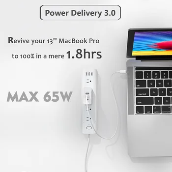 UTBVO 65W 3-Vrata za Polnilnik, GaN Tech C+C+A Hitri Polnilnik High Power Hiter Polnilec za iPhone 12 11 Pro Max SE, Macbook Pro