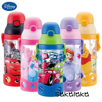 Disney 500 ml 600 ml neposredno pitne princesa Winnie Avtomobilov plastičnih mas tour pitne vode steklenico otroci z vrvjo