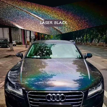 Holografski Mavrica Laser Black Diamond Avto Nalepke Glossy Film Vinil Zaviti Decals Stanja Več Možnosti Za Velikost