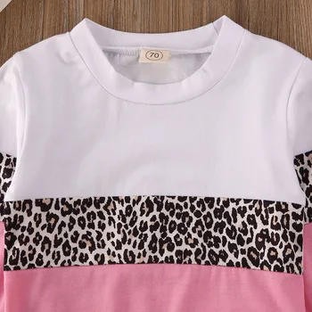 Pudcoco Malčke Baby Girl Obleke Leoprad Tiskanja Mozaik T-Shirt Vrhovi Dolge Hlače 2Pcs Obleke Bombaž Obleke, Jopice Set
