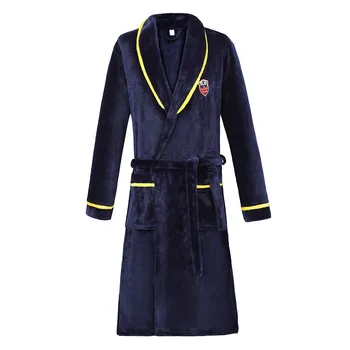 Nightgown Plus Velikost Priložnostne Sleepwear Mornarsko Modri Moški Spavaćica Pozimi Toplo Kimono Kopalni Plašč Nekaj Flanela Haljo More Obleke