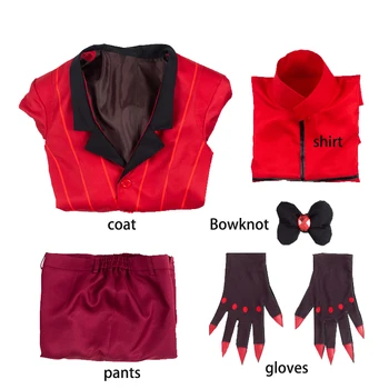 Hazbin Cosplay Hotel Enotno ALASTOR Cosplay Kostum za Odrasle Moške Halloween Carnival Božični Kostumi Rdeče Set