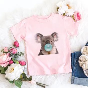 Nov Poletni Baby Dekle Oblačila Moda Koala Piha žvečilni Gumi Kawaii Srčkan Natisnjeni T-shirt Fantje, Otroci Tshirt Otrok Dekleta Fant Vrhovi