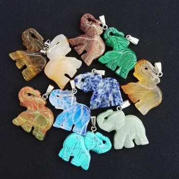 Debelo mešani Vklesan naravnega kamna slon Obeski poldragi kamen za nakit, izdelava 8pcs/veliko brezplačna dostava