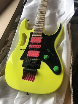 Tovarne neposredno fluorescentne barve električna kitara, zlata barva, vratu 5 urok, s prenosni ročaj, poštnina