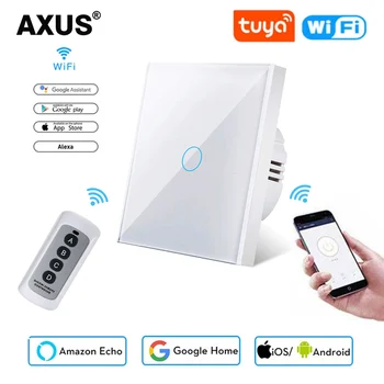 AXUS EU Standard Tuya Smart Življenja 1 Banda 1 Način, WiFi Steno Light Touch Stikalo za Google Doma Alexa Glasovni Nadzor Ni treba nevtralno