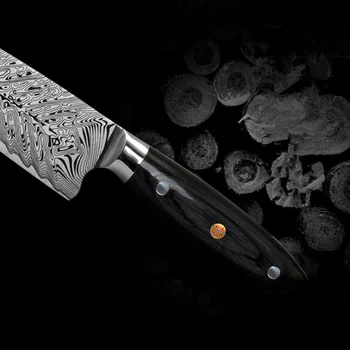 12Pc Kuhinjski Nož Set Full-Tang Visoko vsebnostjo Ogljika Laser Damask Vzorec Sharp Ročno Kuhar cleaver santoku nož Kuhanje Orodja