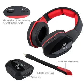 HUHD 2,4 Ghz 7.1 Channe Optični Wireless Gaming Slušalke za PS4 /XBox-Eno /PC /TV