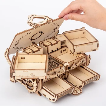 Nova lesena 3D sestavljeni ustvarjalne DIY puzzle lesenih za mehanski prenos starinsko polje model sestavljeni igrača darilo lesene igrače