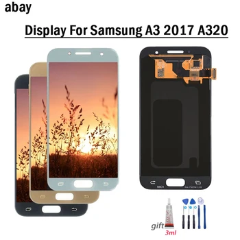 LCD zaslon Za Samsung Galaxy A3 2017 A320 A320F A320M A320Y LCD-Zaslon, Zaslon na Dotik, Računalnike Sklop Brezplačnih Orodij Lepilo A3 2017 4.7