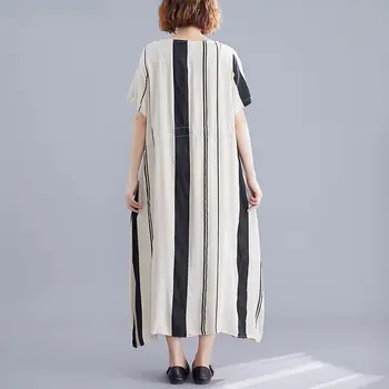 NYFS 2020 Novo Poletno obleko Svoboden Moda Udobno Prugasta ženske Dolga obleka Vestidos Haljo Letnik velikosti Ženske obleke