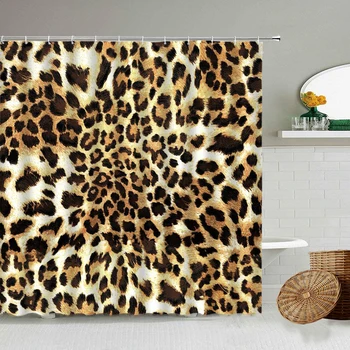 Afriški Stil Leopard Vzorec Tuš Zavesa Divje Živali Tiskanja Kopalnica Kad Doma Dekoracijo Darilo Nepremočljiva Zavese Zaslona