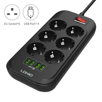 Pametna Električna Vtičnica Plug Razširitev Moč Trakovi 3.4 4 USB Adapterjem 6 Vtičnico Val Stikalo Domov EU Stikalo