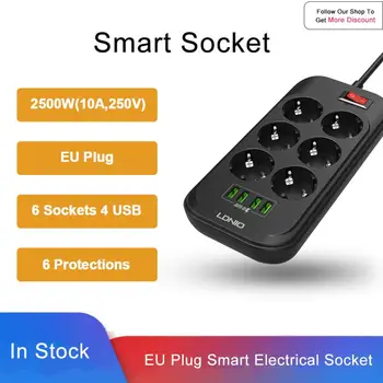 Pametna Električna Vtičnica Plug Razširitev Moč Trakovi 3.4 4 USB Adapterjem 6 Vtičnico Val Stikalo Domov EU Stikalo