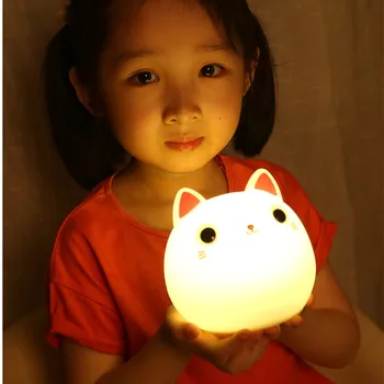 Mačka LED Night Light Touch Senzor Pisane USB Polnilne Risanka Silikonski Spalnica Postelji Lučka za Otroke, Otroci Baby Darilo